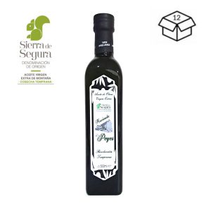 Aceite de oliva virgen extra Hacienda Los Poyos en La Puerta de Segura. Olivar de montaña con Denominación Sierra de Segura variedad picual botella 500m Recolección Temprana